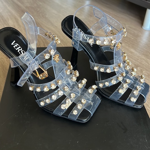 Versace Sandal Heels Jewels Sparkly_Versace Women's Embellished Caged Jelly - Picture 9 of 12